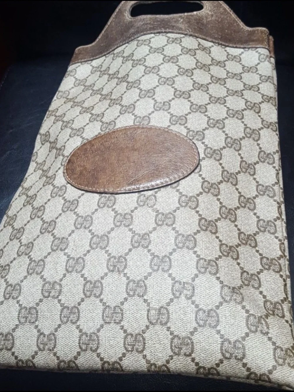 Gucci Italy Leather-Trim Tote